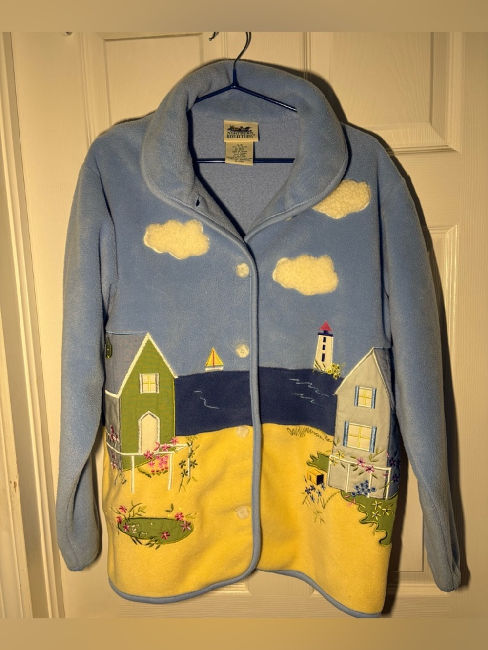 Vintage Northern Reflections Nautical Appliqué Women’s Fleece Sweater Size Small
